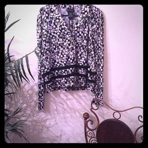K Studio Blouse Black/White Size 14